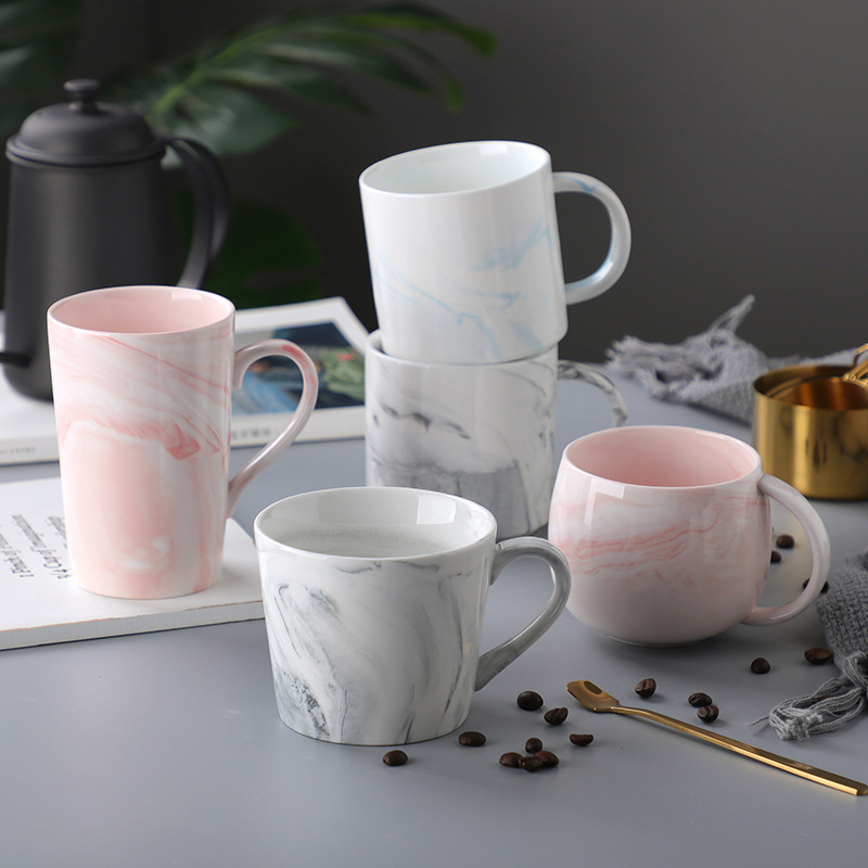 陶瓷杯大理石纹ins马克杯北欧简约陶瓷杯子礼物情侣杯咖啡杯水杯