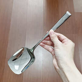 304不锈钢斜尾方柄公勺 家用创意方头餐具勺子自助公用勺子分菜勺