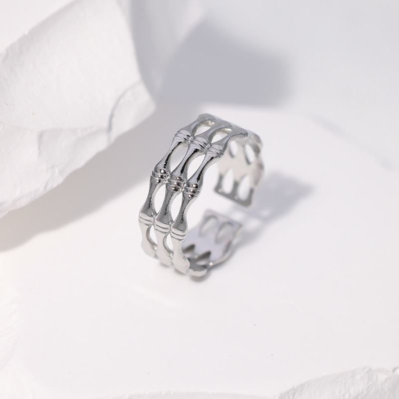 Fashion Solid Color Stainless Steel Plating Hollow Out Open Ring 1 Piece