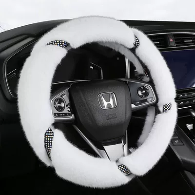 cover plush colorful sequins inlaid | Steering wheel cover - snow-white-38cm