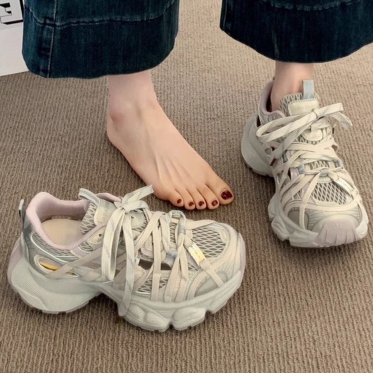 Hollow Dad Shoes Women's 2025 New Super Popular Thick-Soled Heightening Summer Mesh Breathable Women's Shoes Sports Sandals