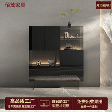 意式玻璃酒柜轻奢高档餐边柜客厅靠墙储物展示柜餐厅小酒柜高级感
