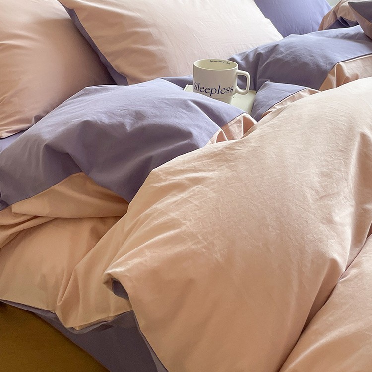 Juego de cuatro piezas de algodón 100 cama de dormitorio de algodón de tres piezas sábanas, edredón, funda de edredón, funda de edredón, cama individual para niños 4