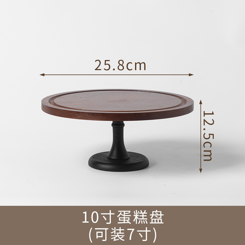 复古竹木蛋糕托盘家用客厅点心盘甜品台展示架木质高脚果盘ins|undefined