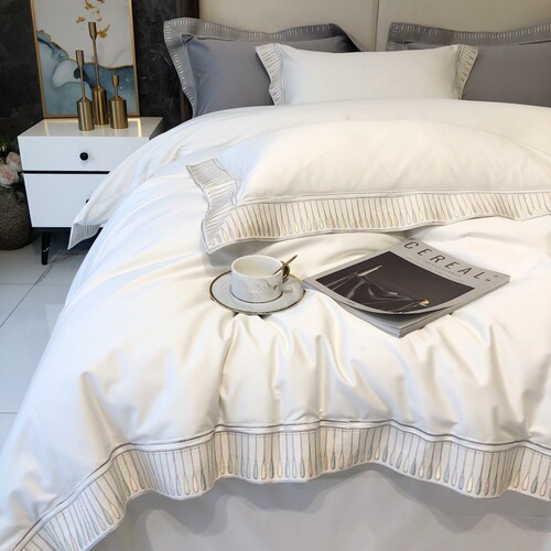 Light Luxury Class A 140-count Pure Cotton Four-Piece Set Long Staple Cotton High-End Embroidered Comforter Sheet Set All-Cotton Nudist Bedding Set