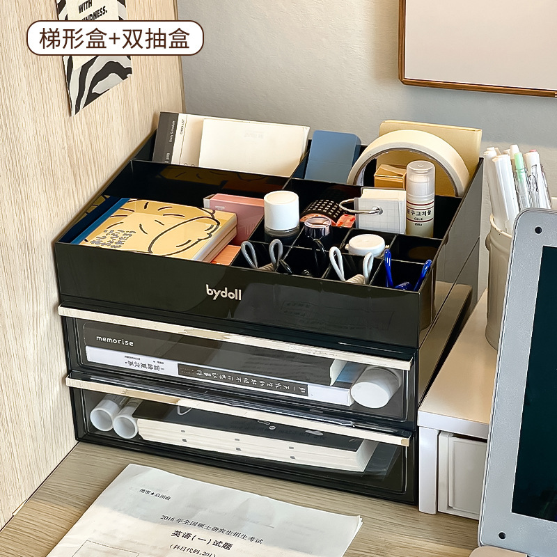桌面防尘梳妆台护肤品口红化妆品收纳盒置物架透明轻奢杂物整理柜|undefined