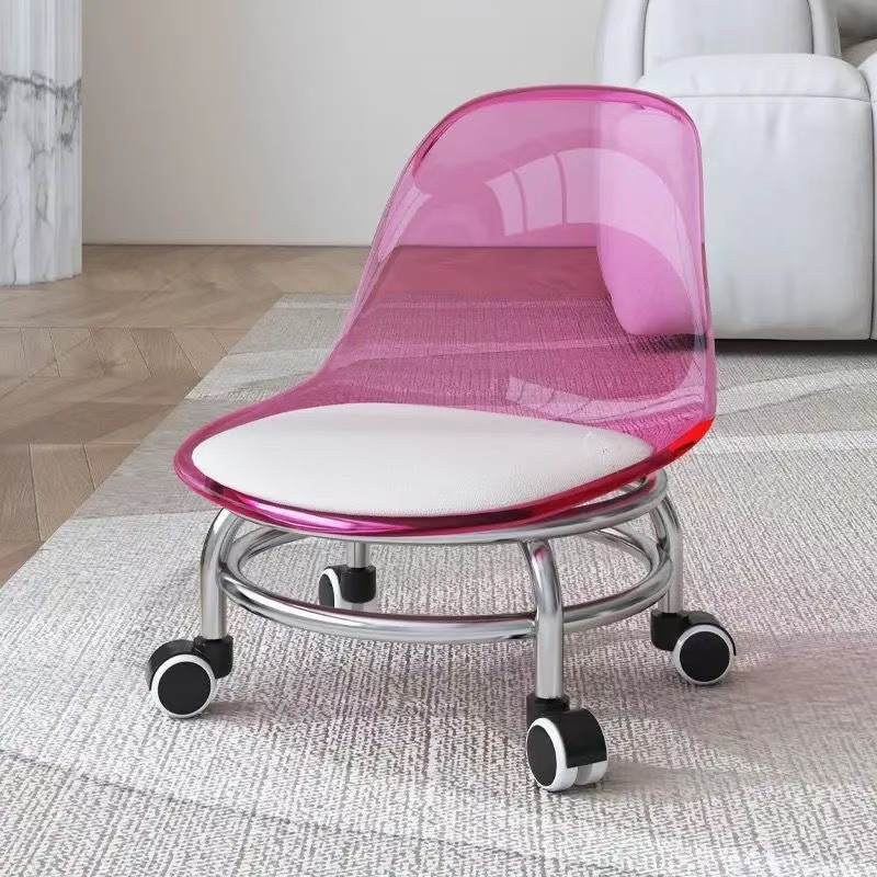 Taburete pequeño con rueda universal, silla pequeña con polea móvil, banco de respaldo corto para el hogar, taburete pequeño para sentarse durante mucho tiempo y no cansado