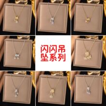 【新款】铜镀18k金跨境爆款爱心项链女闪闪彩锆石吊坠锁骨链饰品