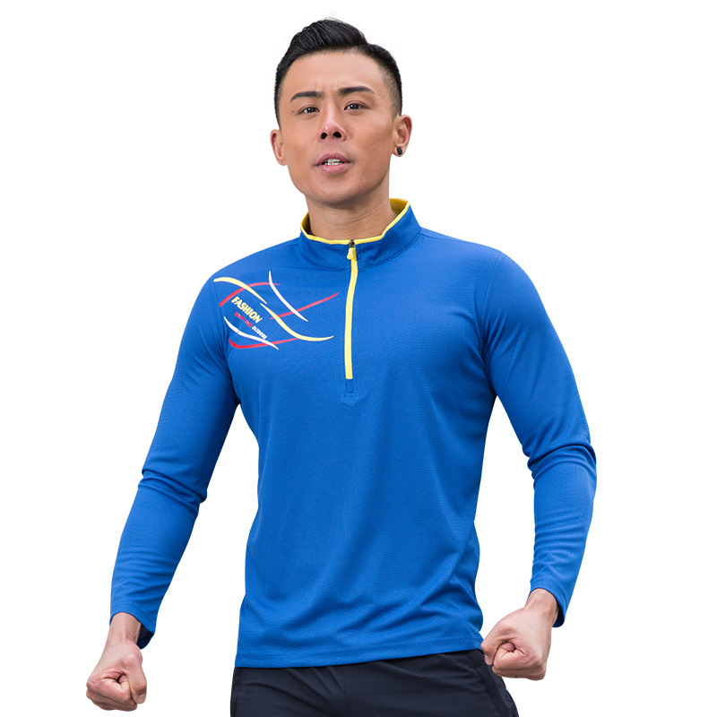 Outdoor Sports Vertical Collar Quick-drying Men's and Women's Long-sleeved Summer Sunscreen Breathable Thin Quick-drying T-shirt Mountaineering Running Hiking