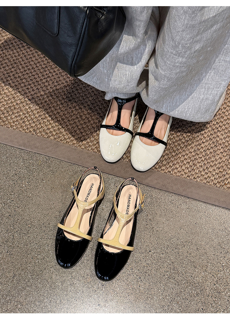 Sandal nữ quai chữ T đế bệt phối màu thời trang — đen chi tiết 6