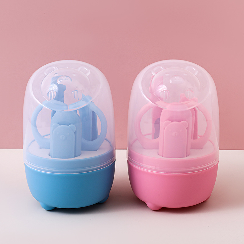 Set de Cortaúñas para Bebé de Plástico y Acero Inoxidable para Cuidado Infantil