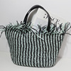 New foreign trade 2021 stripe Green Black Superposition Straw bag commute Seaside Sandy beach Female bag stripe Bag