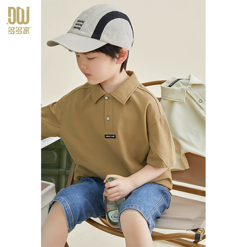 多多家 Summer clothes, cotton children's polo for boys, with short sleeve