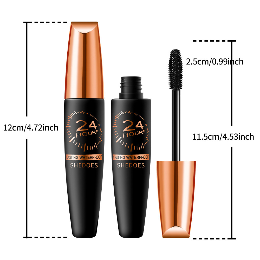 Shedoes maquillaje transfronterizo de 24 horas, sin manchas, sin decoloración, impermeable, a prueba de sudor, forma gruesa, alargamiento de la máscara