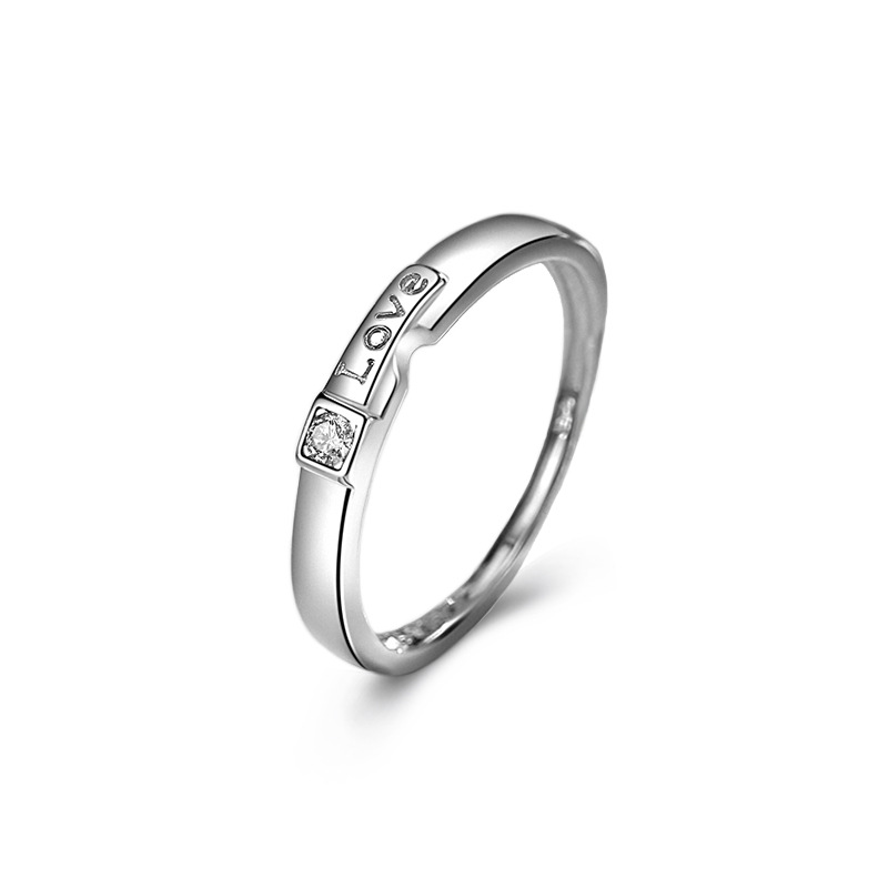 Anillo de pareja de plata esterlina S925 con letras de diamantes anillo de pareja encantadora nicho de moda de alto grado de lujo ligero sin desvanecimiento joyería de boca abierta
