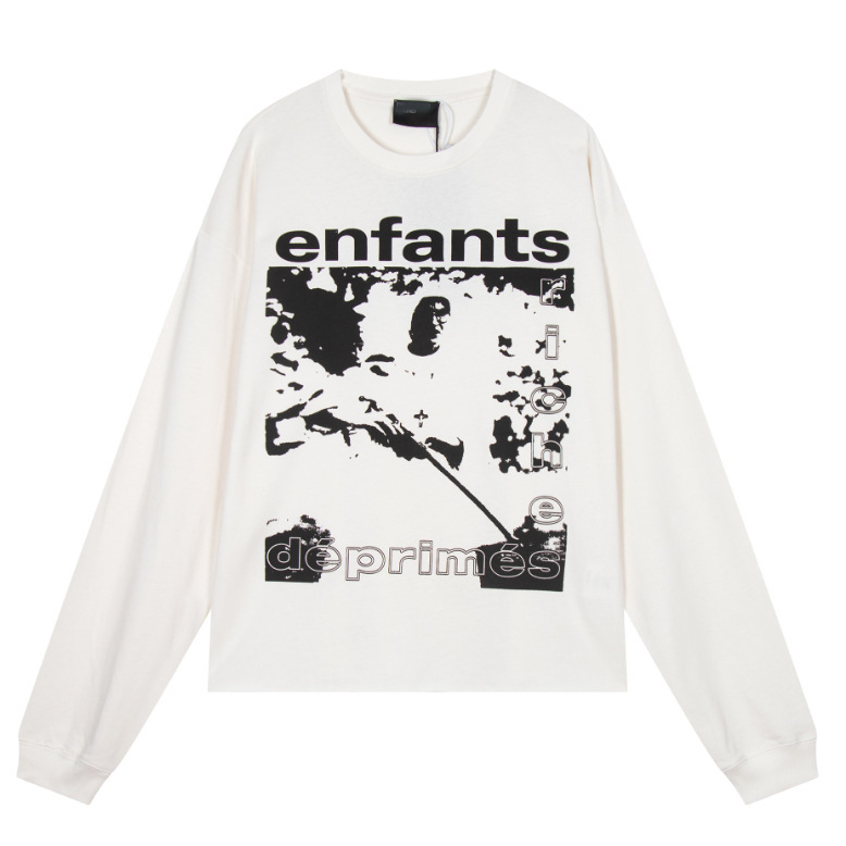 2024 New Melancholic Rich Second Generation Character Vintage Photo Print Loose Casual Round Neck Long Sleeve T-shirt_voghion.com