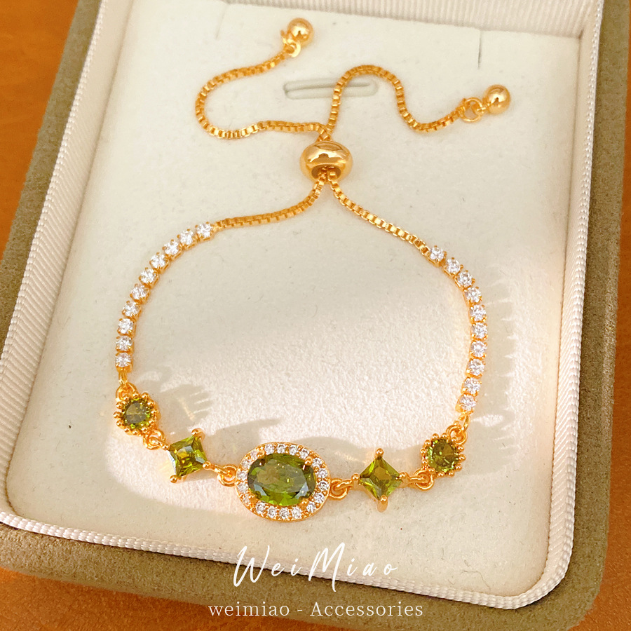 18k oro real pulsera de piedra de silicio elíptica ligera de lujo nicho pulsera de alta calidad temperamento delicado joyas al por mayor