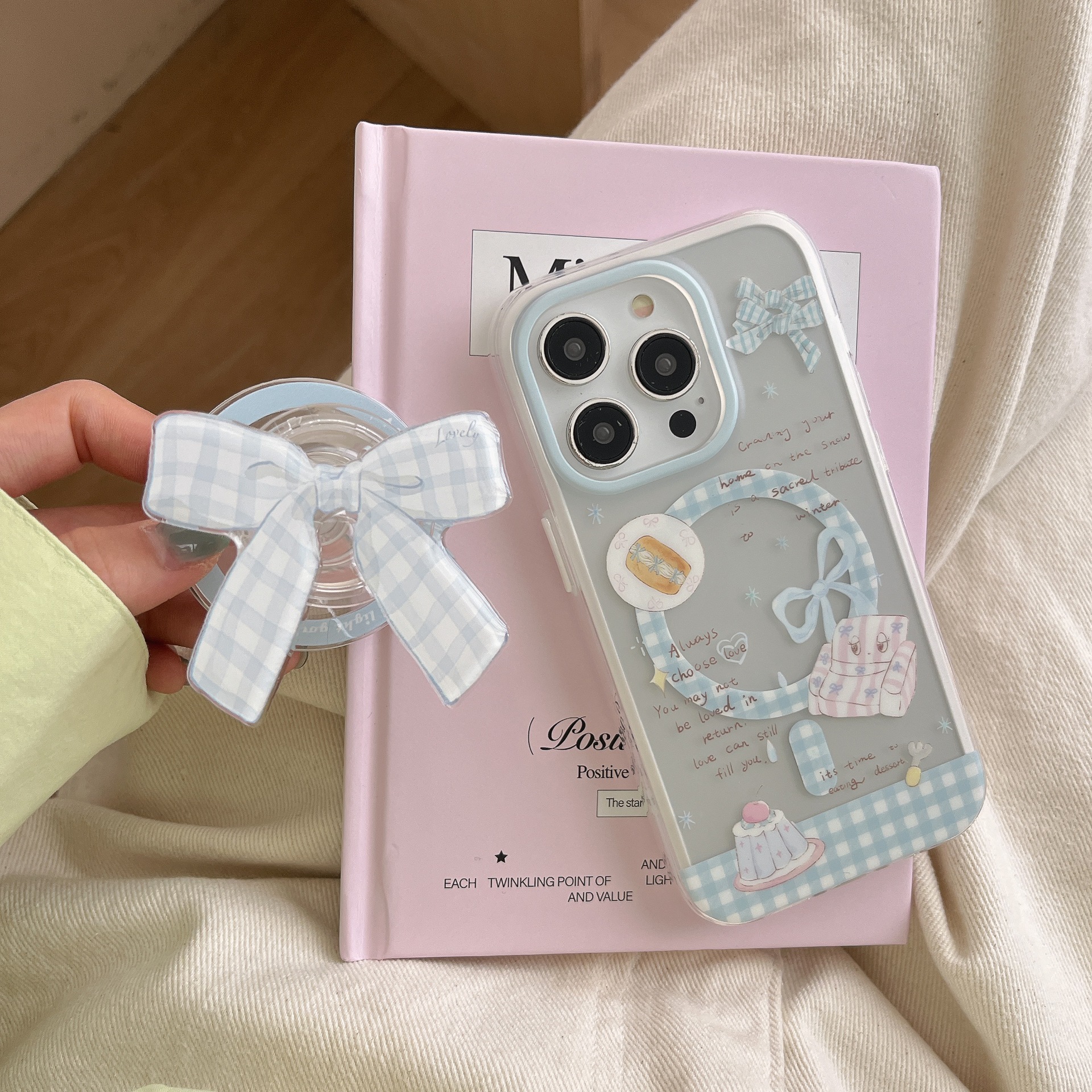 Azul fresco para Apple 16ProMax funda para teléfono móvil 15Pro magnético 14/13 femenino 15PM lazo 16