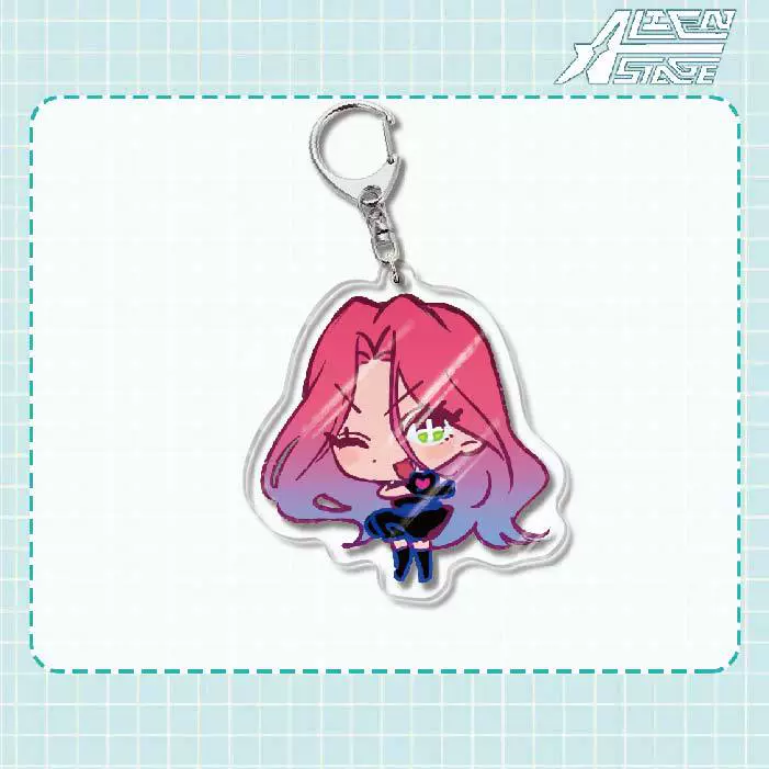 Acrylic keychain (Alien Stage) Mizi Sua, double‑sided 6 cm, metal ring & clasp