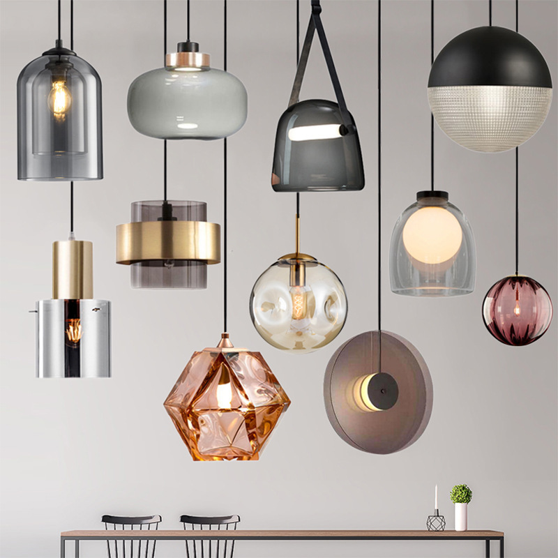 Nordic Restaurant Pendant Light Three-Head Personal Creative Glass Bar Counter Single-Head Dining Table Lamp Designer Modern Minimalist Lighting