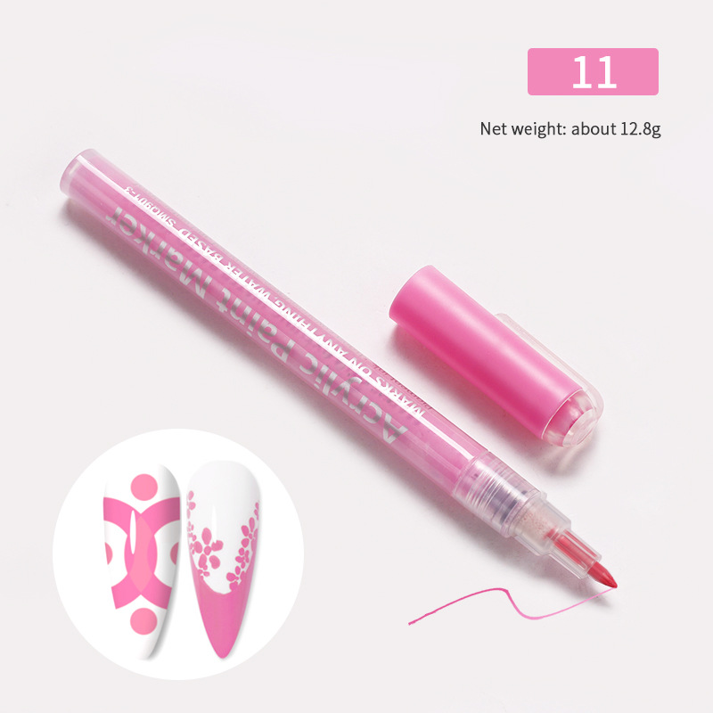 Pintura de uñas graffiti pluma marcador de acrílico color pintado a mano punto flor gancho línea DIY uñas para hornear sin acuarela en blanco y negro