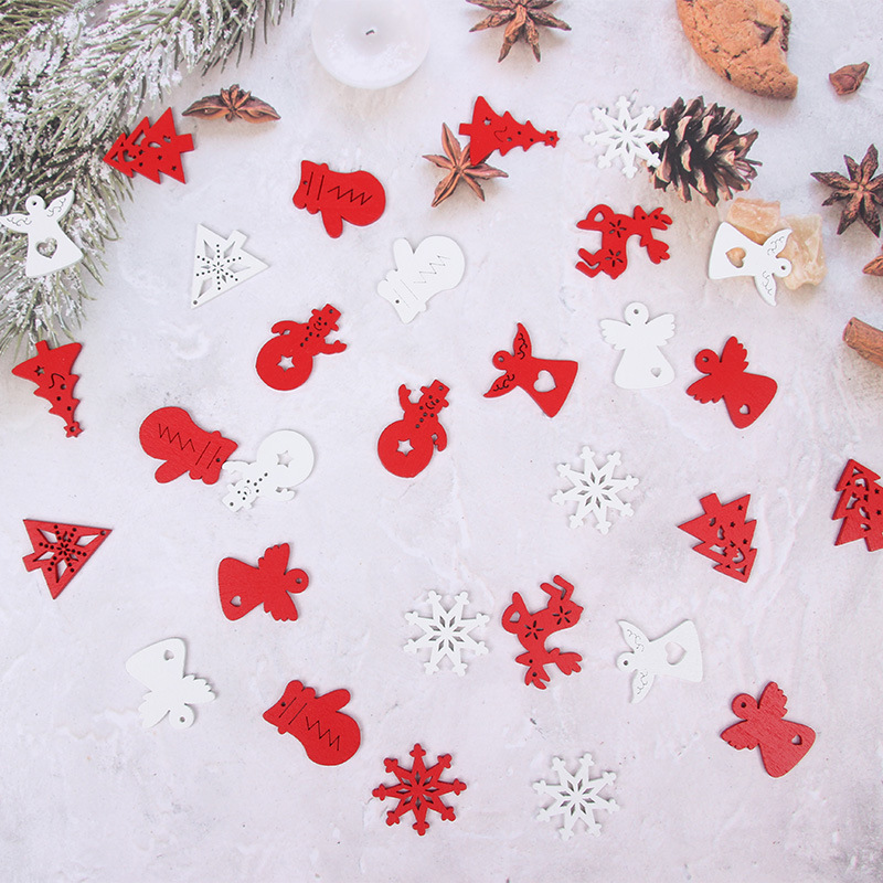 スポット工芸品diy木製クリスマスツリーペンダントホーム装飾ギフトアクセサリークリスマスペンダントカラー木製チップ|undefined