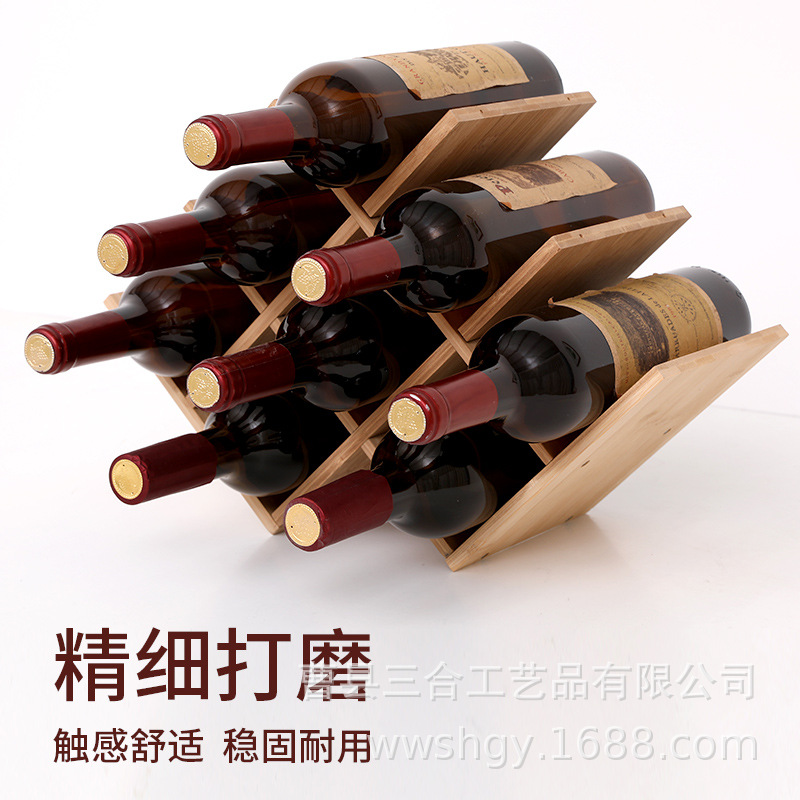 Decoración de sala de estar doméstica moderna y simple madera maciza multicapa de vino vino estante de exhibición de vino estante de vino poligonal