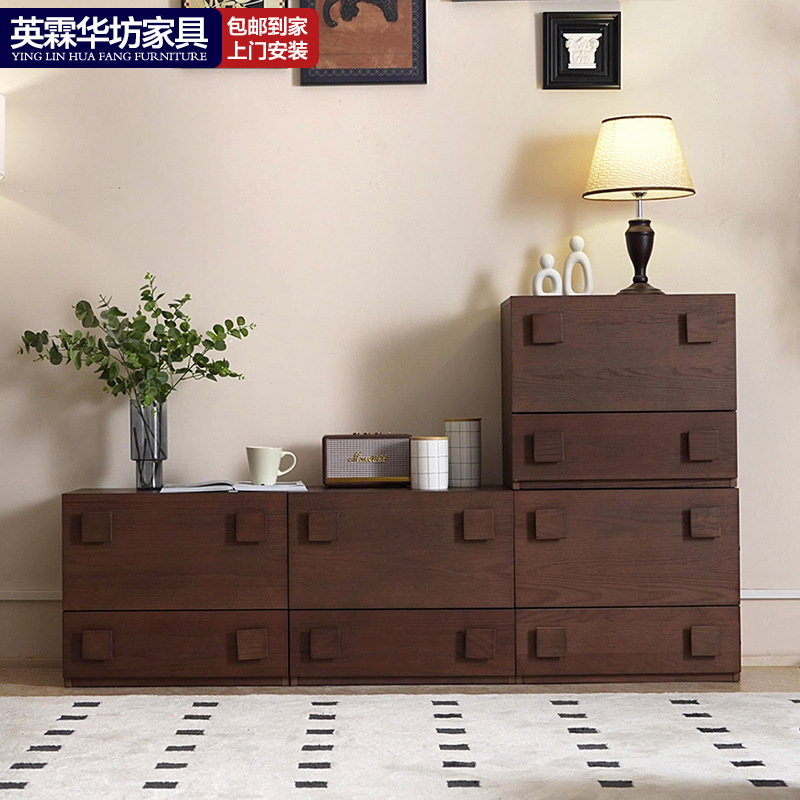 Medieval Style Solid Wood Cupboard French Retro Tv Cabinet Home Storage Bedside Table Card Door Module Combination Storage Cabinet