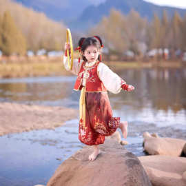 儿童汉服哪咤服装中国套装国潮女童哪吒cos中式服男童表演服