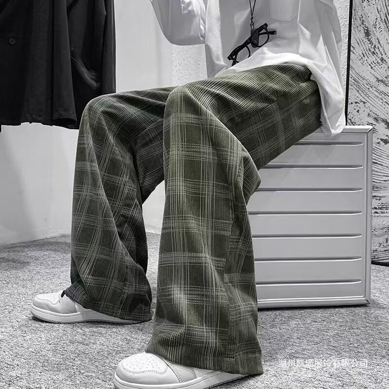 Plaid sweatpants for men, summer and autumn trendy brand loose straight-leg sports trousers, wide-leg casual pants Plaid sweatpants for men, summer and autumn trendy brand loose straight-leg sports trousers, wide-leg casual pants
