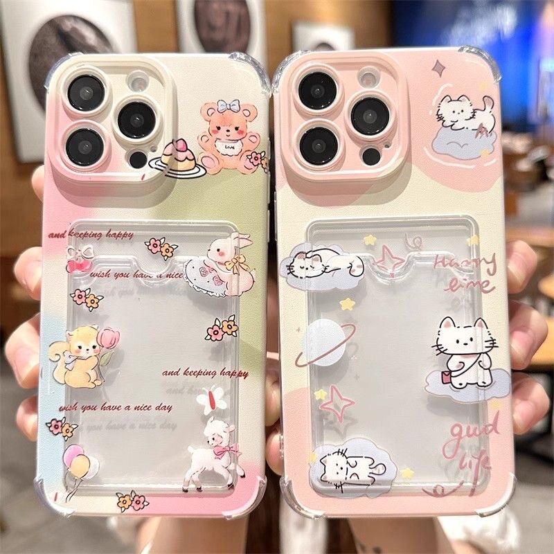 Cartoon Cat Suitable for Samsung S26Ultra Mobile Phone Case Transparent S25+S24Fe Card Holder S23 Cute Apple 17 Cartoon Cat Suitable for Samsung S26Ultra Mobile Phone Case Transparent S25+S24Fe Card Holder S23 Cute Apple 17