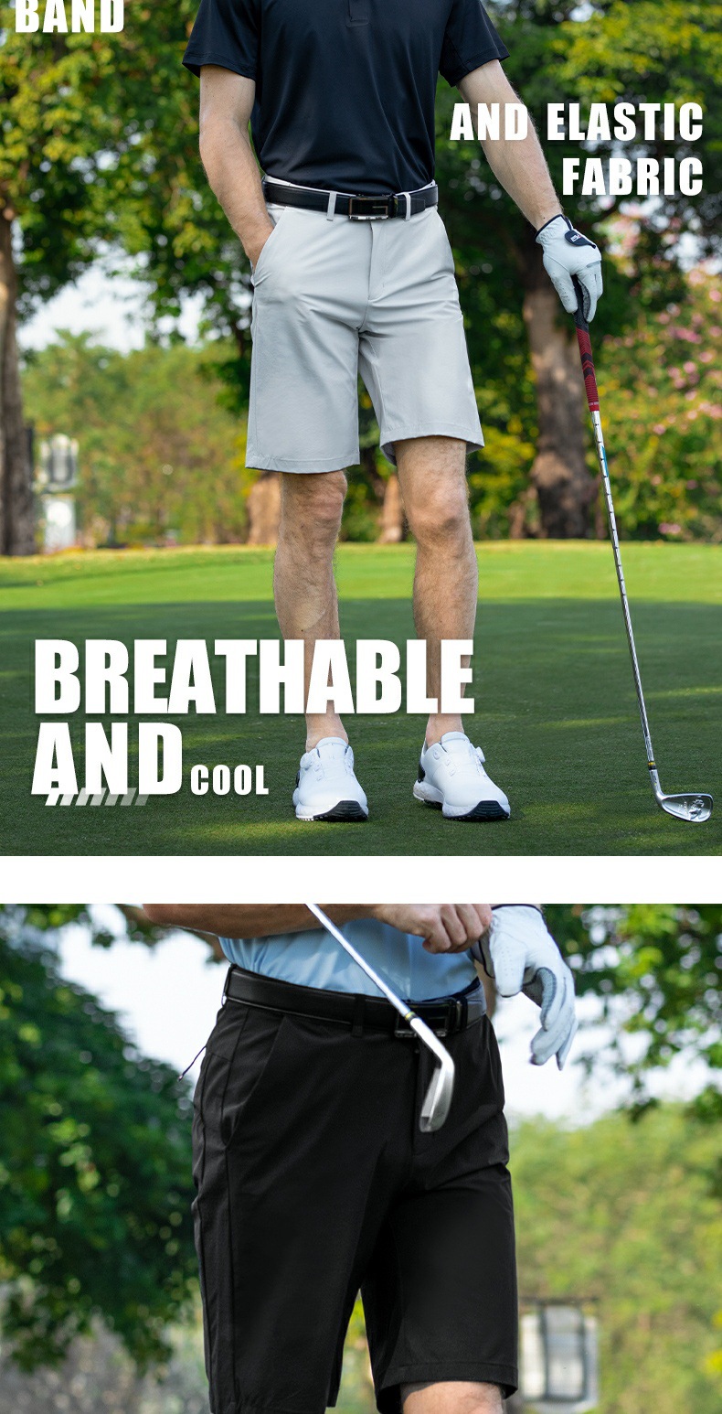 Quần short golf nam thắt lưng co giãn thoáng khí — Quần short màu xanh nước ngoài KUZ202 [thắt lưng co giãn/lỗ thoáng khí bên/găng tay dính túi sau], Quần short màu xám nhạt KUZ202 [thắt lưng co giãn/lỗ thoáng khí bên/găng tay dính túi sau], Quần short đen KUZ202 [thắt lưng co giãn/lỗ thoáng khí bên/găng tay dính túi sau], Quần short trắng KUZ202 [thắt lưng co giãn/lỗ thoáng khí bên/găng tay dính túi sau] chi tiết 2