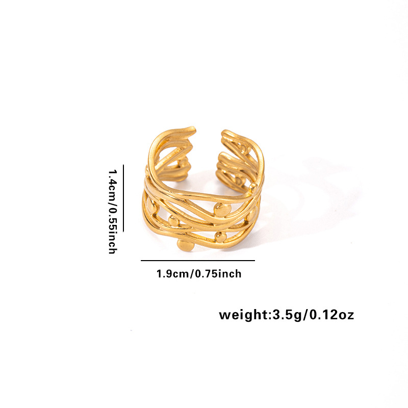 8g Weight 0.03µm Gold Plating Thickness Electroplated Gold Plating Process Golden Plated Plating Material Stone-Free Inlay Material Rings Classification 1 Piece Quantity Daily Occasion 201 Stainless Steel Material Leaf, Heart Shape Pattern Women's Gender Elegant Style Plating Craft Wholesale Jewelry Elegant Leaf Heart Shape Titanium Steel Open Rings 7