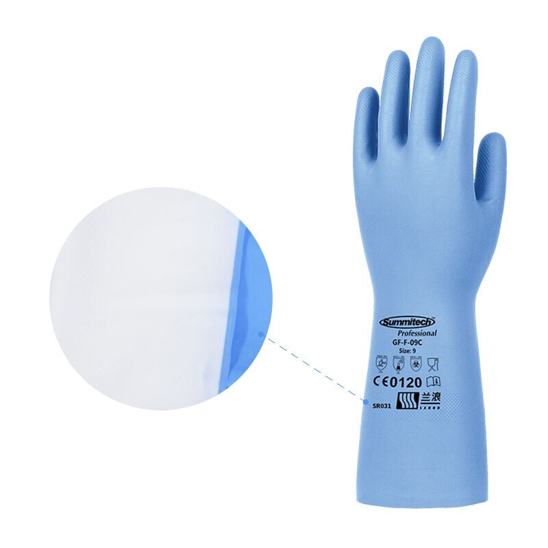 兰浪SR031轻薄植绒丁腈橡胶手套餐饮烘焙耐油酸碱汽修居家防水