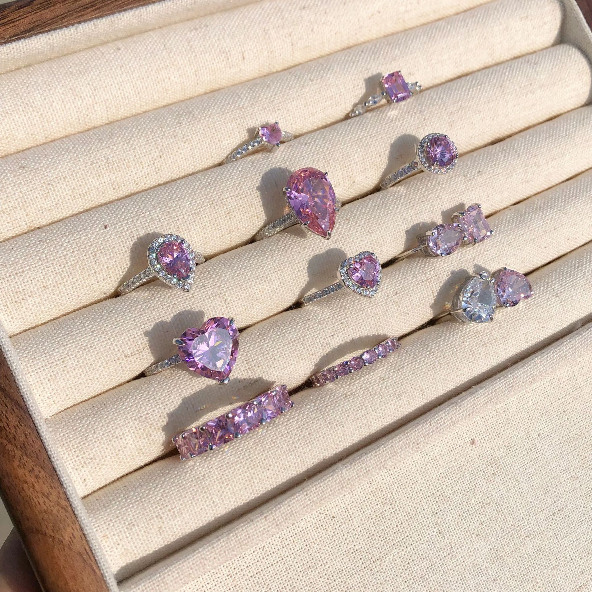 7g Weight Zircon Inlay Material Rings Classification 6, 8, 9 Ring Size 1 Piece Quantity Holiday, Daily Occasion 925 Sterling Silver Material U Shape, Water Droplets, Heart Shape Pattern Women's Gender Inlay Design IG Style, Shiny Style 925 Sterling Silver Zircon U Shape Water Droplets Heart Shape Rings 30