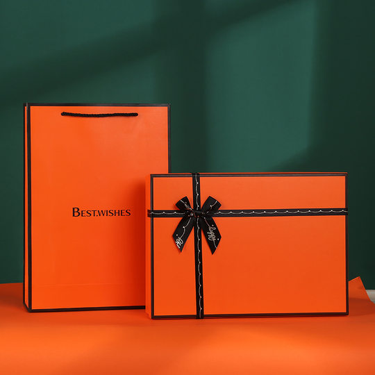 in stock birthday gift box high sense orange companion gift box empty box bow cover packaging box wholesale