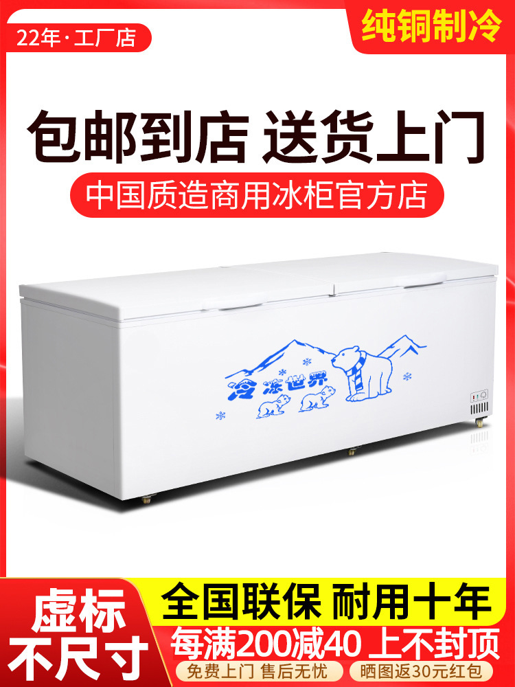 China-Made Freezer Commercial Large-Capacity Refrigerator Refrigerated Freezer Horizontal Extra-Large Dual-Temperature Copper Tube Freezer Display Cabinet