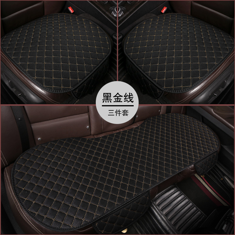 Universal – Seat cushion, seat cover Car Seat - lnh-square-linen-black-gold-line-3-piece-set