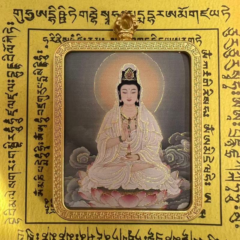 タンカ チベット手描き金塗装粗鉱石絵画コア国民トレンドペンダント九尾キツネ ザキラム ビッグブラックデーツ|undefined