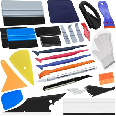 Cross-Border 27-Piece Car Vinyl Film Application Tool Set Vehicle Film Application Kit Car Window Film Tinting Tools (Car cleaning tools) - 27-piece-set