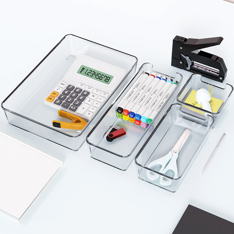 데스크탑 서랍 스토리지 박스 스토리지 랙 레이어 분할 사무실 책상 드레싱 테이블 투명 스토리지 바구니 정렬 메이크업 박스