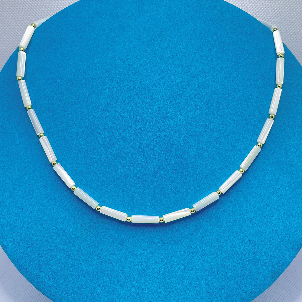 Casual Round natural stone Titanium Steel Chain Necklace 1 Piece