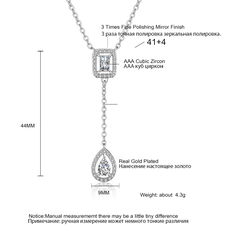 Parure collier et bracelet éléments goutte d'eau en zircon_voghion.com