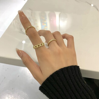 3件组合套装素圈戒指女时尚个性指环简约风格尾戒学生网红新款潮|ms