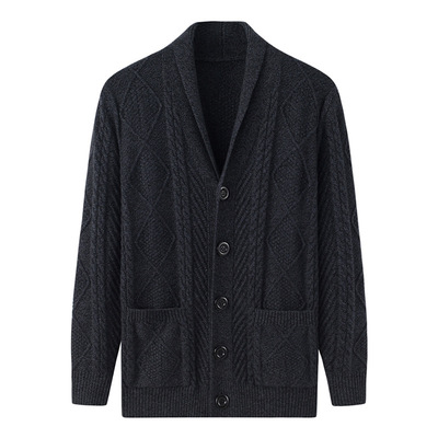 外搭毛衣2021年新欧美男款秋冬宽松大码加厚毛衣开衫外套男羊绒衫