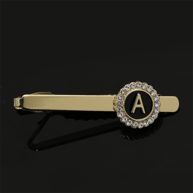 European And American Hot-Selling Round Diamond-Studded Cufflinks For Men, Creative 26 Styles With English Letters, Suit_voghion.com