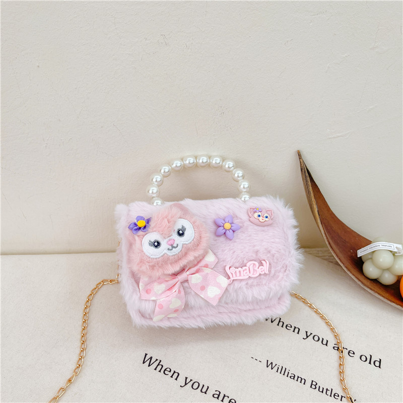 Nuevo 2023 bolso de niña moda occidental princesa bolso de mano versátil bolsa de mensajero de los niños bolsa de felpa de dibujos animados