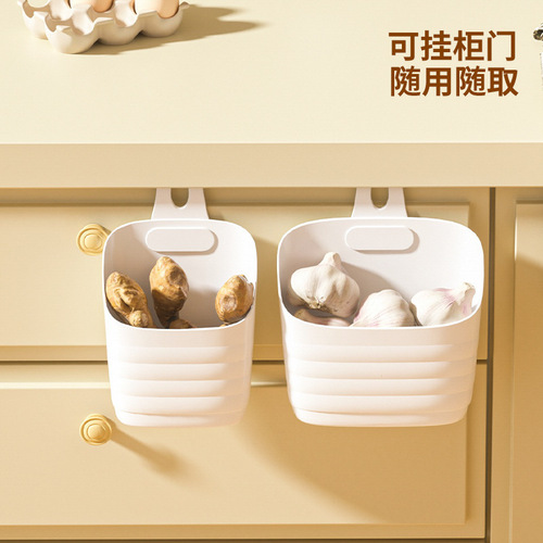 Kitchen small hanging basket bathroom rack can be hung bathroom wall hanging plastic hanging ginger garlic onion storage basket artifact