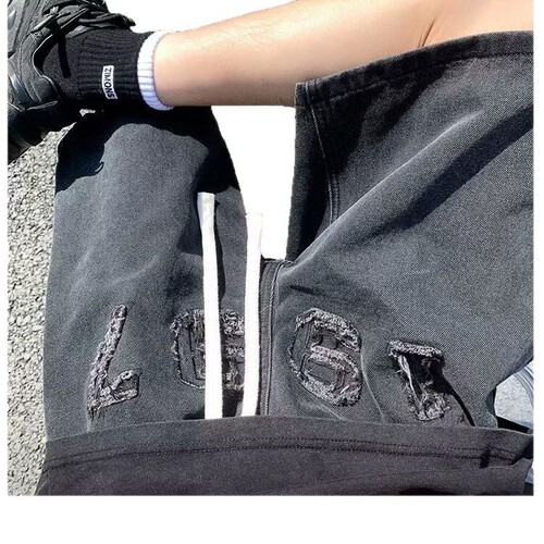 Men's denim shorts, thin, summer, American style, 5-inch high street fashion brand, loose, washed, retro 5-inch pants