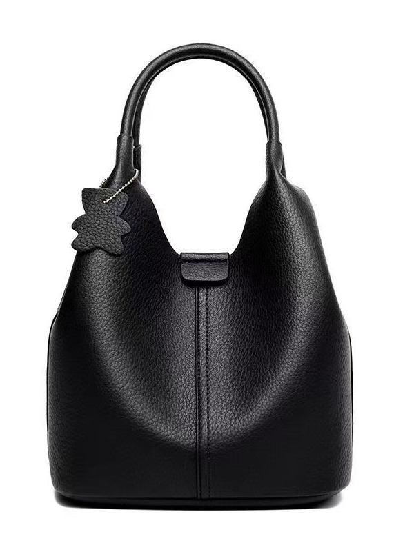 Bolso de cubo de mano casual de color sólido de comercio exterior 2025 nuevo bolso de hombro simple de todo fósforo bolso de mensajero de cuero suave de alta calidad